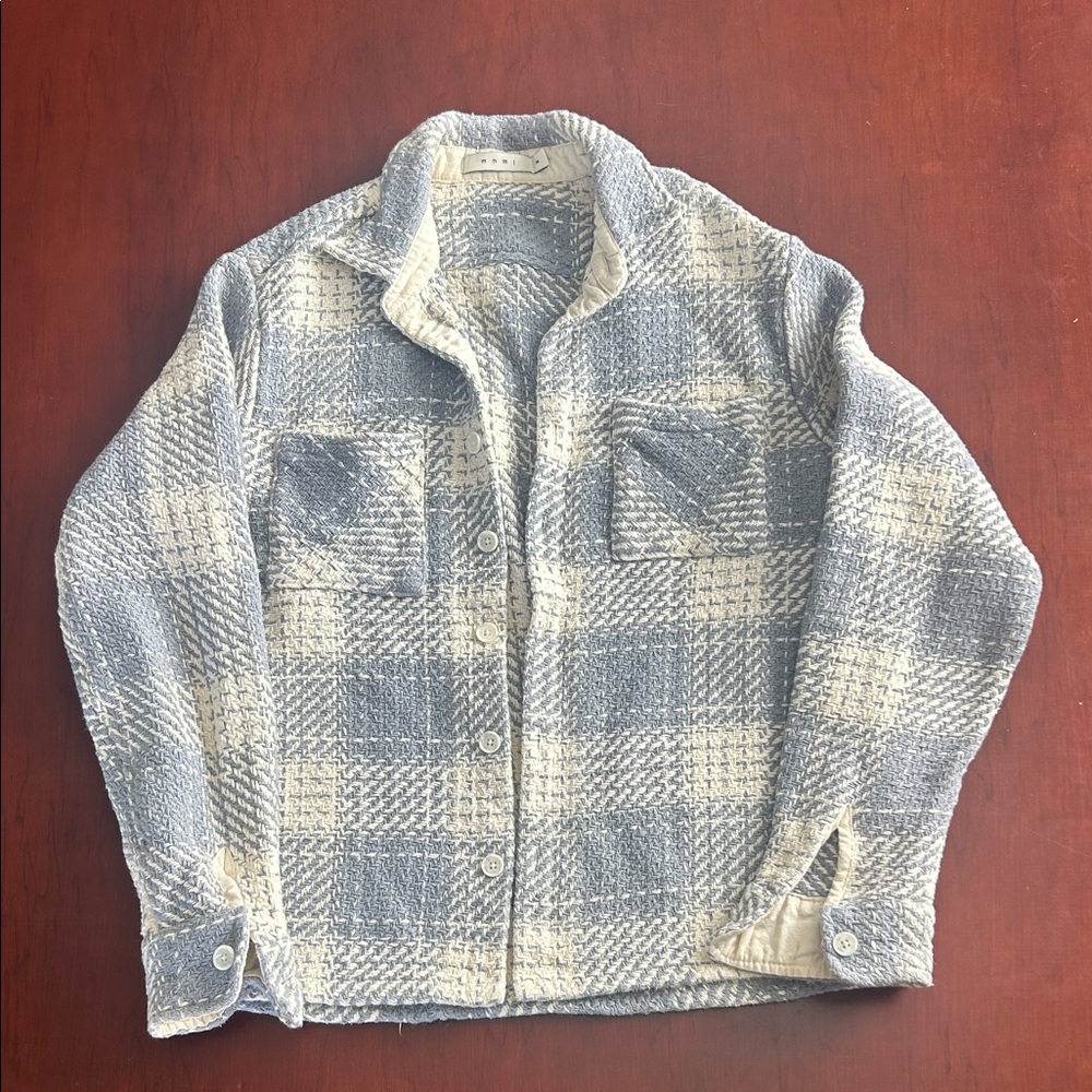 MNML Blue and Cream Plaid Shirt Jacket